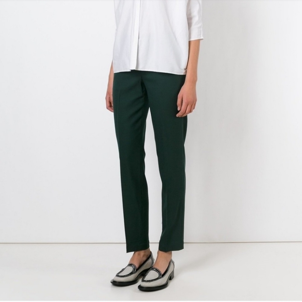 Tory Burch Wool Flat Front Partial Elasticized Office Outing Pants Sz 6 Green